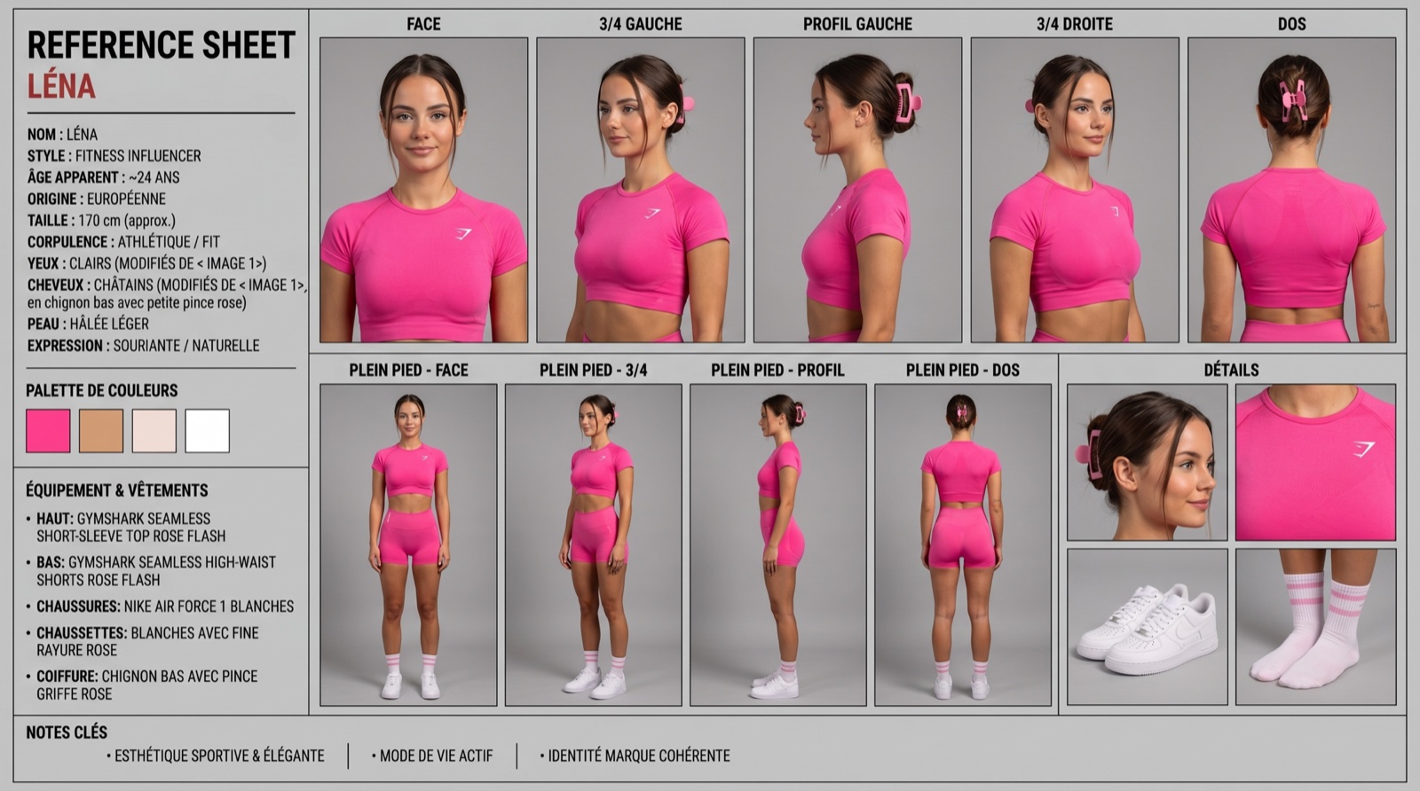 Reference sheet de l'influenceur IA